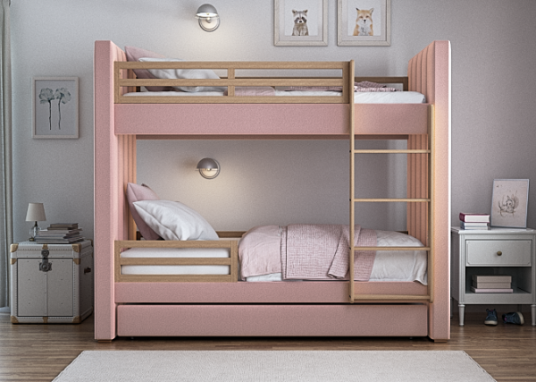 Кровать двухъярусная Cosy антивандальная ткань (розовый) — изображение 4