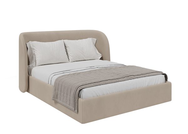Кровать двуспальная Classic 160 см (бежевый, велюр) — изображение 3