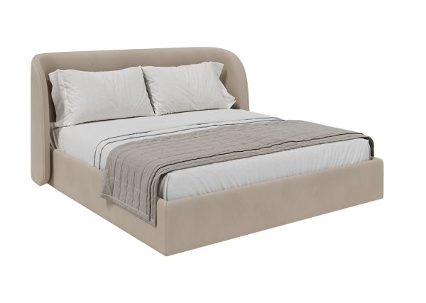 Кровать двуспальная Classic 180 см (бежевый, велюр) — изображение 3