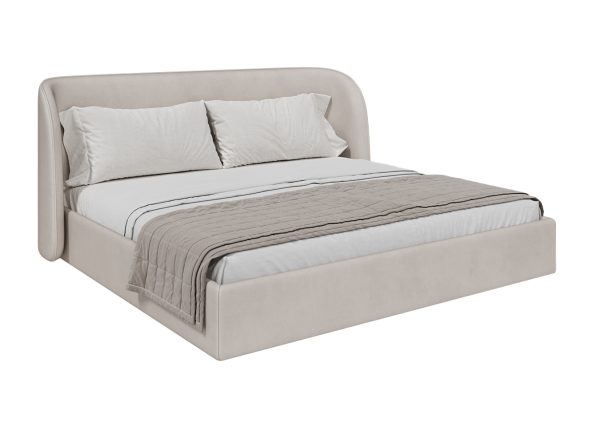 Кровать двуспальная Classic 200 см (молочный, велюр) — изображение 3