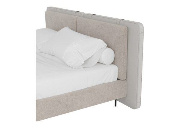 Кровать двуспальная Hub 180 см (бежевый, экокожа, рогожка) — изображение 4