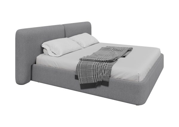 Кровать двуспальная Hub Soft 200 см (светло-серый, твид) — изображение 3