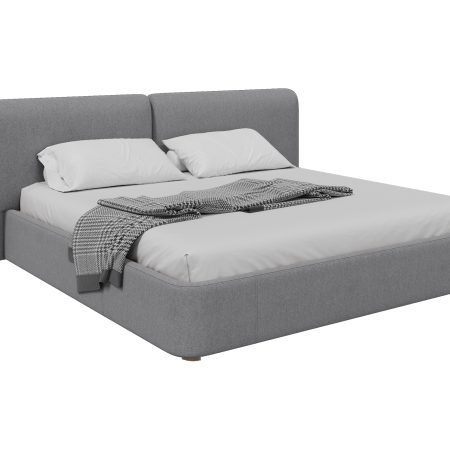 Кровать двуспальная Hub Soft 200 см (светло-серый