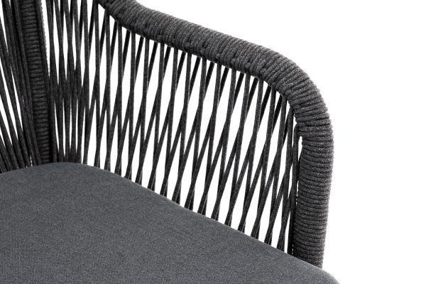 "Лион" стул плетеный из роупа, каркас алюминий серый (RAL7022) муар, роуп серый круглый, ткань серая 017 — изображение 5