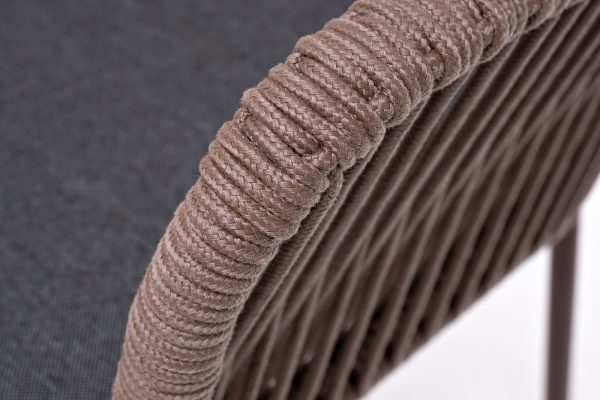 "Лион" стул плетеный из роупа, каркас из стали коричневый (RAL8016) муар, роуп коричневый круглый, ткань темно-серая 027 — изображение 5
