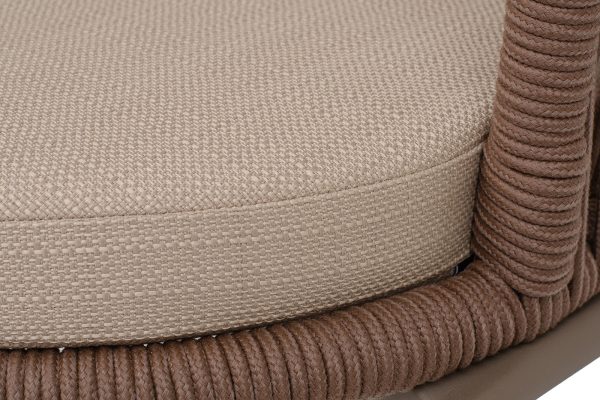 "Люксембург" стул плетеный из роупа, каркас из стали бежево-серый (RAL7006) муар, роуп коричневый круглый, ткань Mossle бежевая — изображение 5
