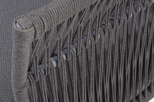 "Лугано" кресло плетеное из роупа, каркас алюминий темно-серый (RAL7024) муар, роуп темно-серый круглый, ткань темно-серая YB25-0027 — изображение 5