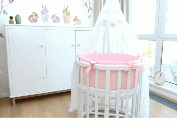 Мягкие бортики для кроватки Ellipsebed (розовый, сатин) — изображение 3