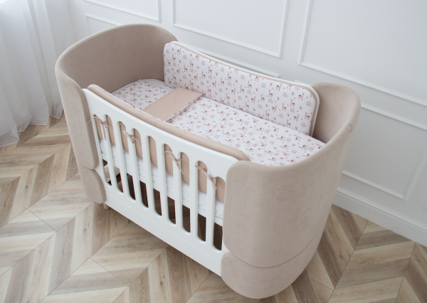 Мягкие бортики для кроватки KIDI soft "Лама" (бежевый, сатин) — изображение 4