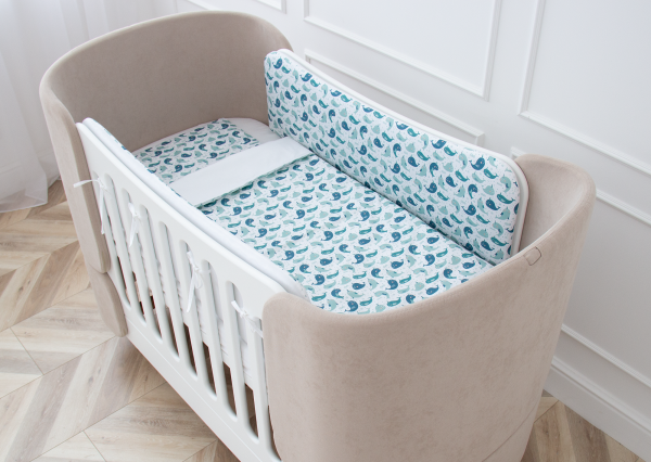 Мягкие бортики для кроватки KIDI soft "Милые киты" (сатин) — изображение 2