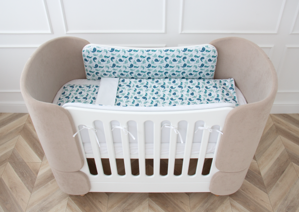 Мягкие бортики для кроватки KIDI soft "Милые киты" (сатин) — изображение 3