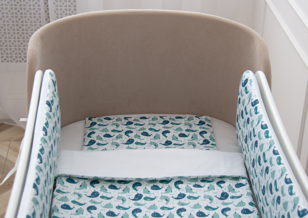 Мягкие бортики для кроватки KIDI soft "Милые киты" (сатин) — изображение 4