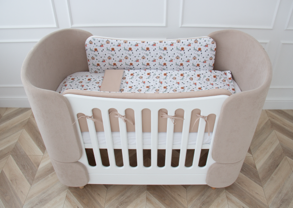 Мягкие бортики для кроватки KIDI soft "Сказка" (бежевый, сатин) — изображение 3