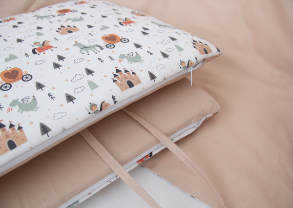 Мягкие бортики для кроватки KIDI soft "Сказка" (бежевый, сатин) — изображение 4