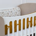 Мягкие бортики для кроватки KIDI soft "Зайчики с грибами" (горчичный