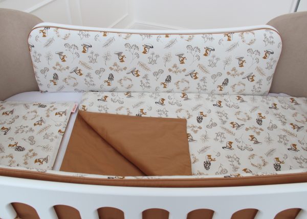 Мягкие бортики для кроватки KIDI soft "Зайчики с грибами" (мокко, сатин) — изображение 3