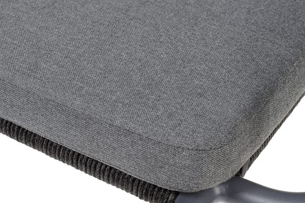 "Нуар" стул плетеный из роупа, каркас алюминий темно-серый (RAL7024) муар, роуп темно-серый круглый, ткань темно-серая 027 — изображение 5
