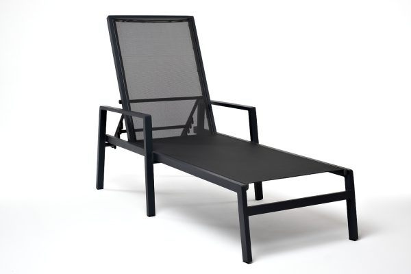 "Парма" шезлонг из алюминия темно-серый (RAL7024) муар, ткань текстилен темно-серая — изображение 3