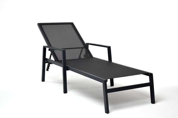 "Парма" шезлонг из алюминия темно-серый (RAL7024) муар, ткань текстилен темно-серая — изображение 4