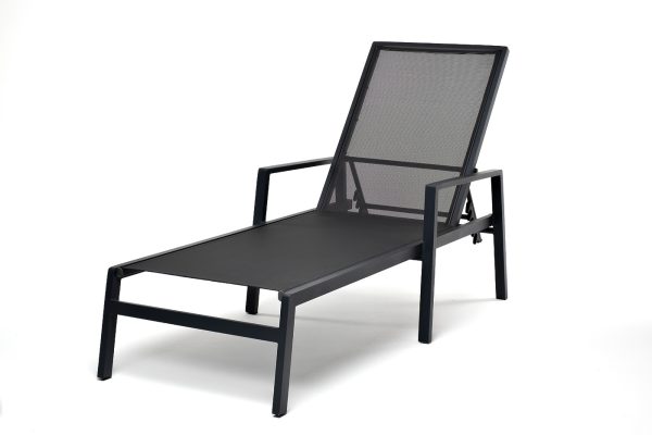 "Парма" шезлонг из алюминия темно-серый (RAL7024) муар, ткань текстилен темно-серая — изображение 5