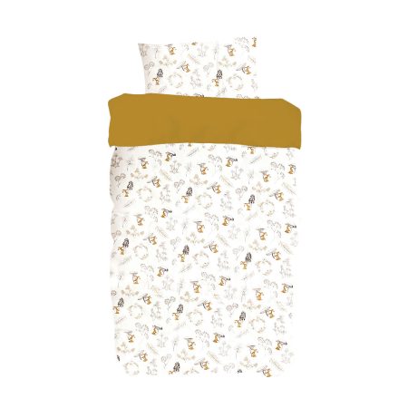 Постельное бельё в детскую кроватку «Зайчики с грибами» (горчичный
