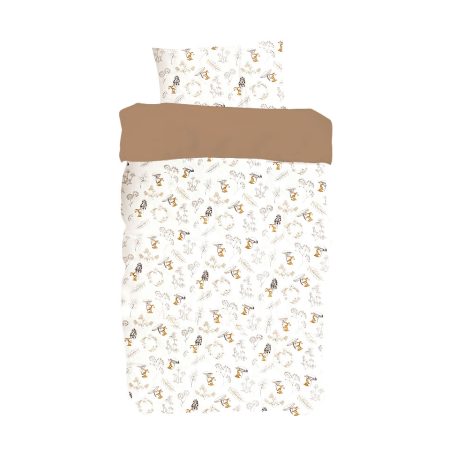 Постельное бельё в детскую кроватку «Зайчики с грибами» (мокко