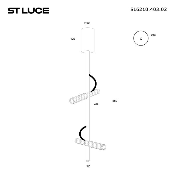 SL6210.403.02 Светильник подвесной ST-Luce Черный/Черный, Золотистый LED 2*3W 3000K LILT — изображение 4