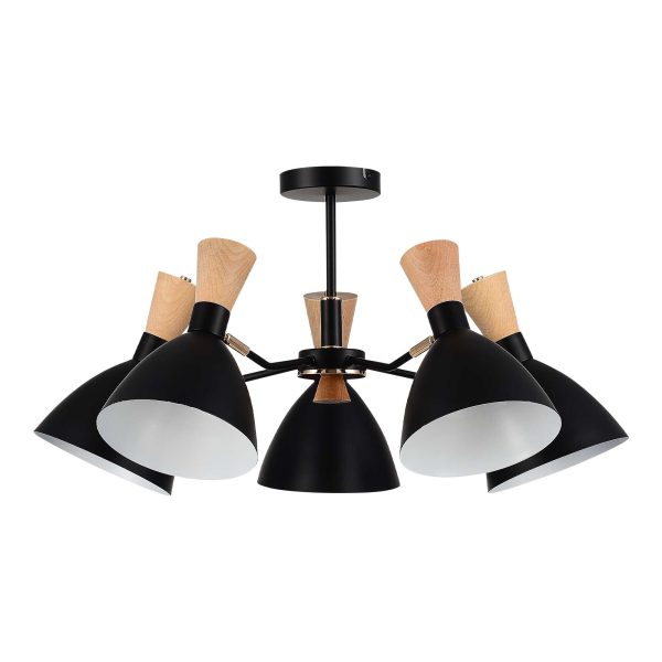 SLE1256-402-05 Светильник потолочный Черный/Черный, Светлое дерево, Золотистый E14 5*40W VISTA — изображение 4