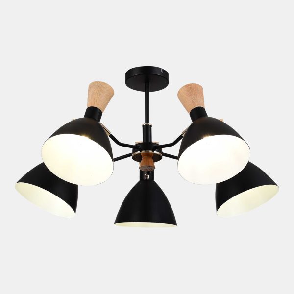 SLE1256-402-05 Светильник потолочный Черный/Черный, Светлое дерево, Золотистый E14 5*40W VISTA — изображение 5