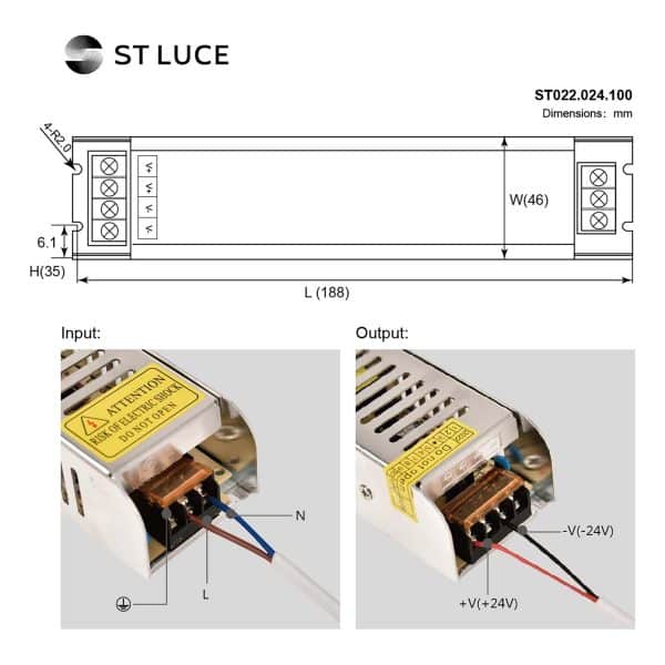 ST022.024.100 Блок питания (24V,100W,IP20) ST-Luce Светодиодные ленты — изображение 4