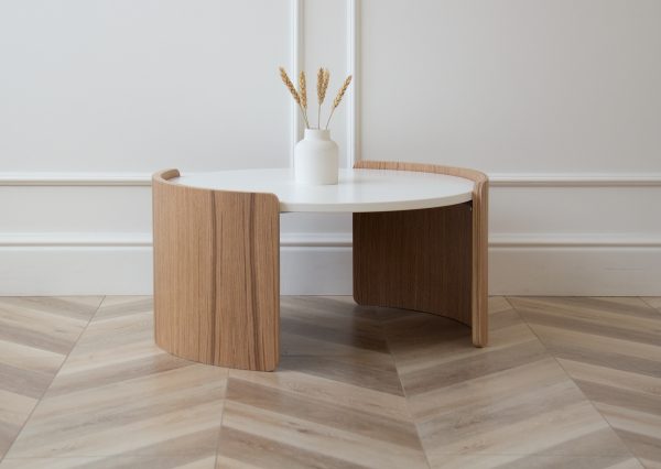 Столик Lagom D 65 см высота 32 см (белый, натуральный дуб) — изображение 3