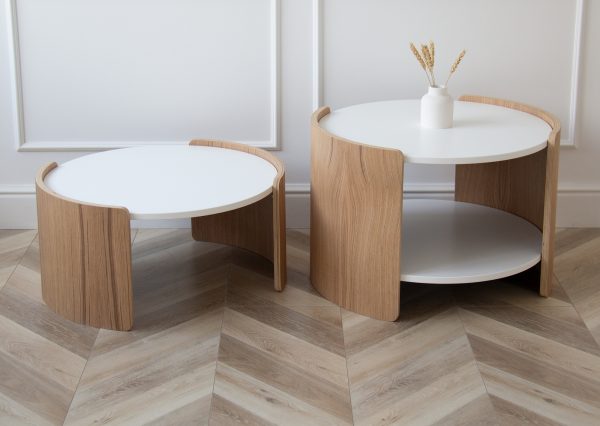 Столик Lagom D 65 см высота 32 см (белый, натуральный дуб) — изображение 4