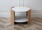 Столик Lagom D 65 см высота 45 см (белый, натуральный дуб) — изображение 3