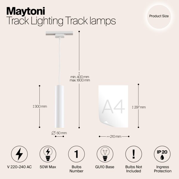 Трековый светильник Technical TR008-1-GU10-W — изображение 2