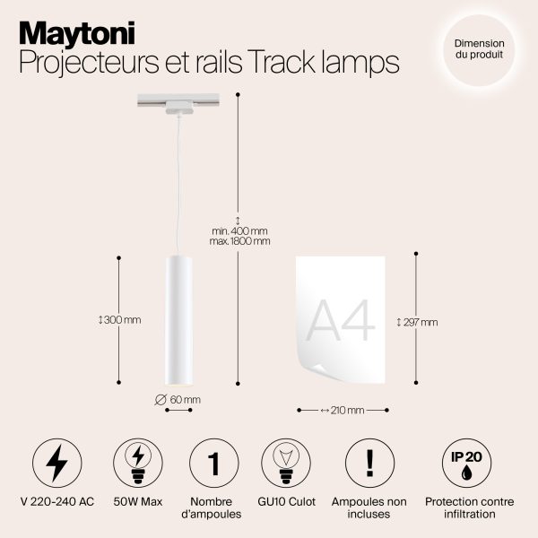Трековый светильник Technical TR008-1-GU10-W — изображение 3