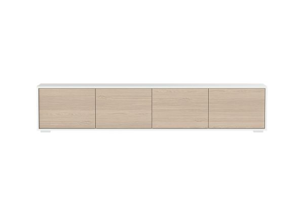 Тумба Hub 4 двери напольная на низких ножках (белый, натуральный) — изображение 3