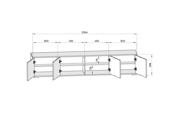 Тумба Hub 4 двери напольная на низких ножках (белый, натуральный) — изображение 4