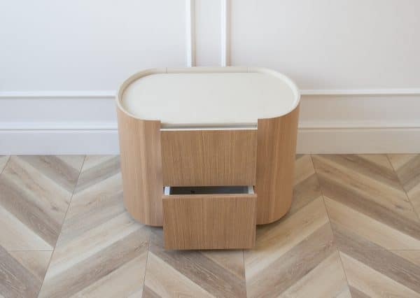 Тумба прикроватная Lagom 2 ящика ширина 60 см (натуральный дуб, молочный) — изображение 4