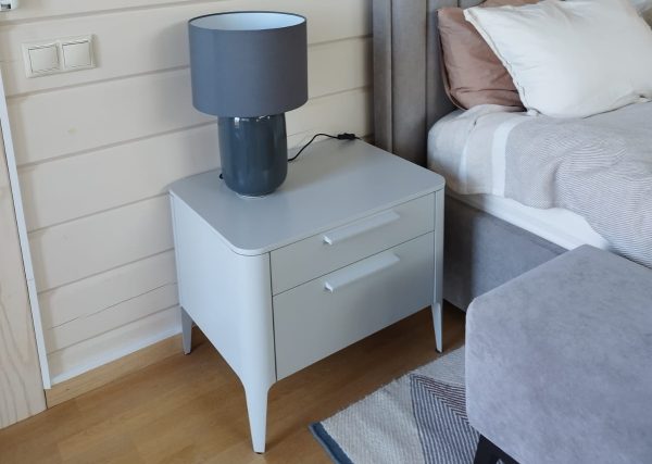 Тумба прикроватная Type 2 ящика ширина 60 см (светло-серый) — изображение 3