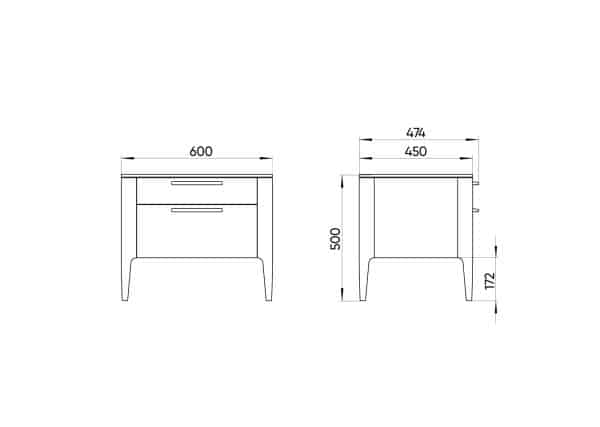 Тумба прикроватная Type oak 2 ящика ширина 60 см (молочный) — изображение 4