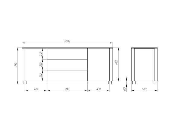 Тумба Tammi 2 двери 3 ящика (черный) — изображение 4