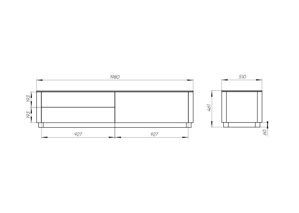 Тумба Tammi под ТВ 2 ящика откидная дверь (черный) — изображение 4