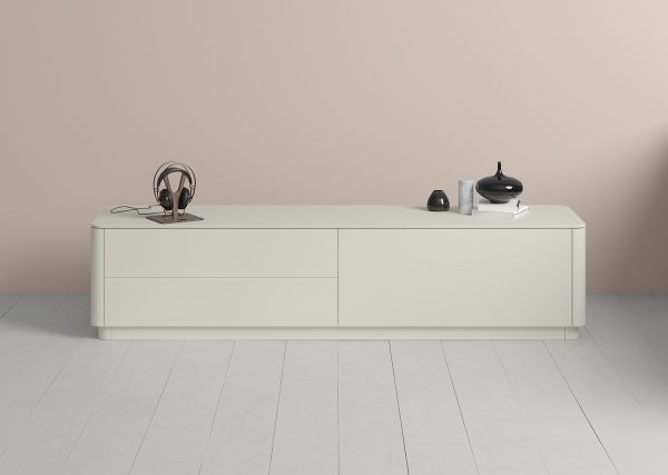 Тумба Tammi под ТВ 2 ящика откидная дверь (молочный) — изображение 3