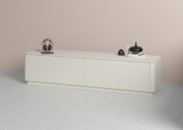 Тумба Tammi под ТВ 2 ящика откидная дверь (молочный) — изображение 4