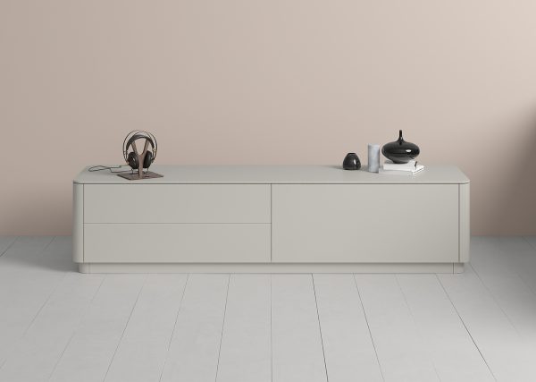 Тумба Tammi под ТВ 2 ящика откидная дверь (серо-бежевый) — изображение 3