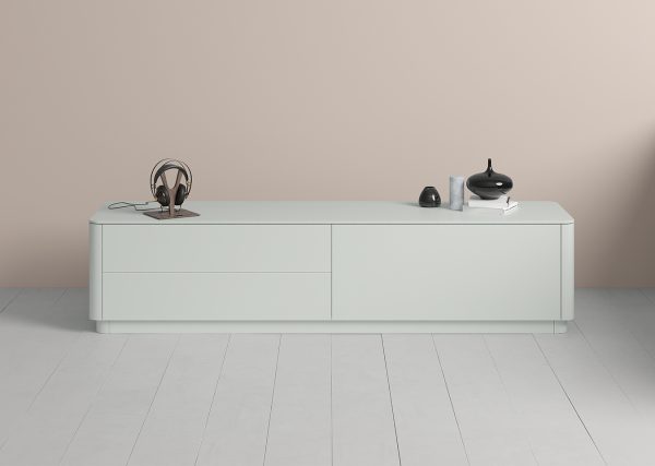 Тумба Tammi под ТВ 2 ящика откидная дверь (светло-серый) — изображение 3