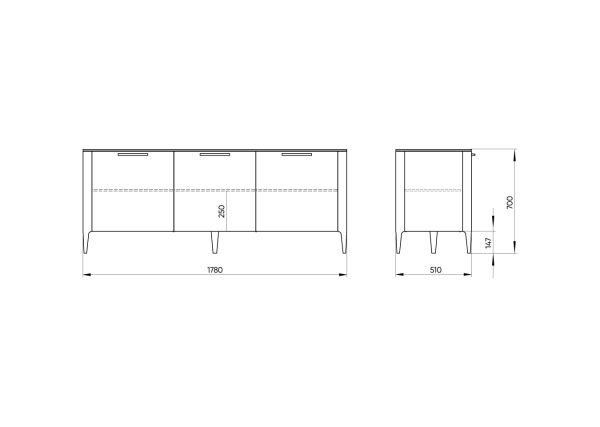 Тумба Type oak 3 двери ширина 180 см (светло-серый) — изображение 4
