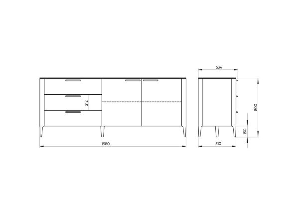 Тумба Type oak 3 ящика 2 двери L (молочный) — изображение 4
