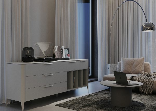 Тумба Type oak 5 ящиков 4 полки ширина 200 см (молочный) — изображение 3