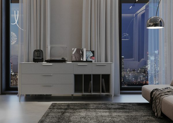 Тумба Type oak 5 ящиков 4 полки ширина 200 см (молочный) — изображение 4